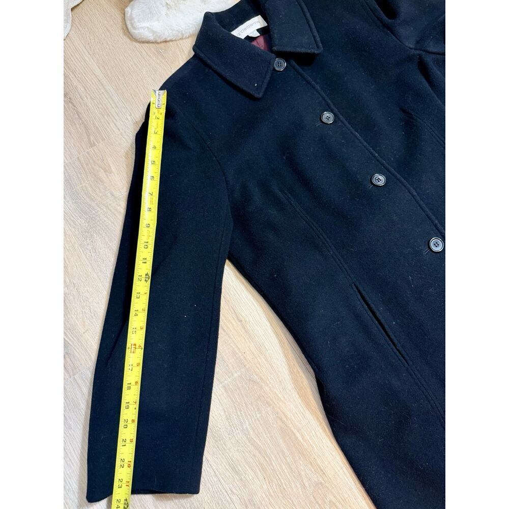 Liz Claiborne Women’s Long Black Wool Coat Size 12 Classic Button Front - Picture 9 of 10